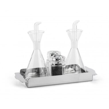 ELLEFFE DESIGN - menage con ampolle in vetro, saliera e pepiera in plexiglass