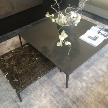 Rimadesio - tavolino Tray - 110cm x 65 cm x h 28 cm - vetro bronzo - struttura bronzo